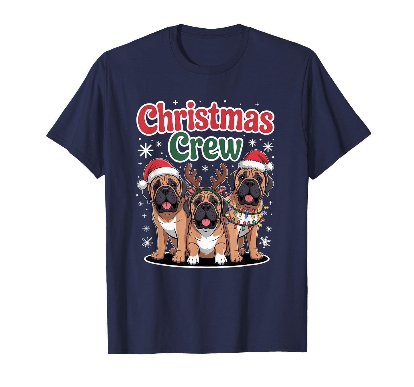 Christmas Crew Xmas Puppy Funny Christmas English Mastiff T-Shirt