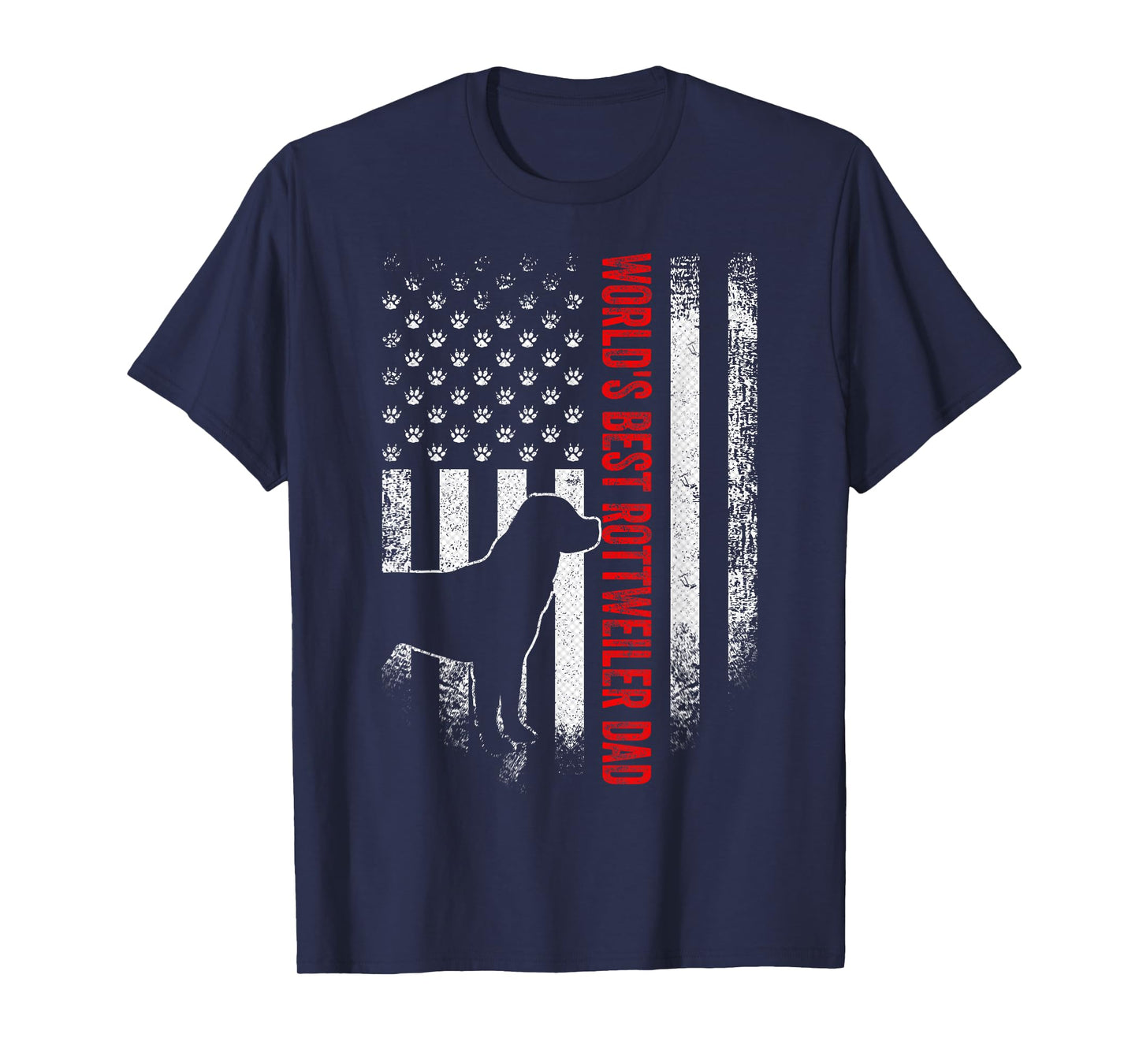 Vintage American Flag World's Best Rottweiler Dad Silhouette T-Shirt