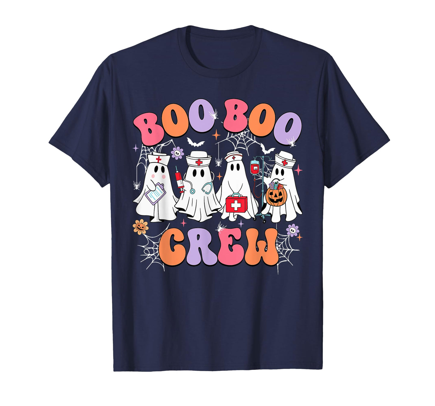 Groovy Boo Boo Crew Nurse Spooky Ghost Women Halloween Nurse T-Shirt