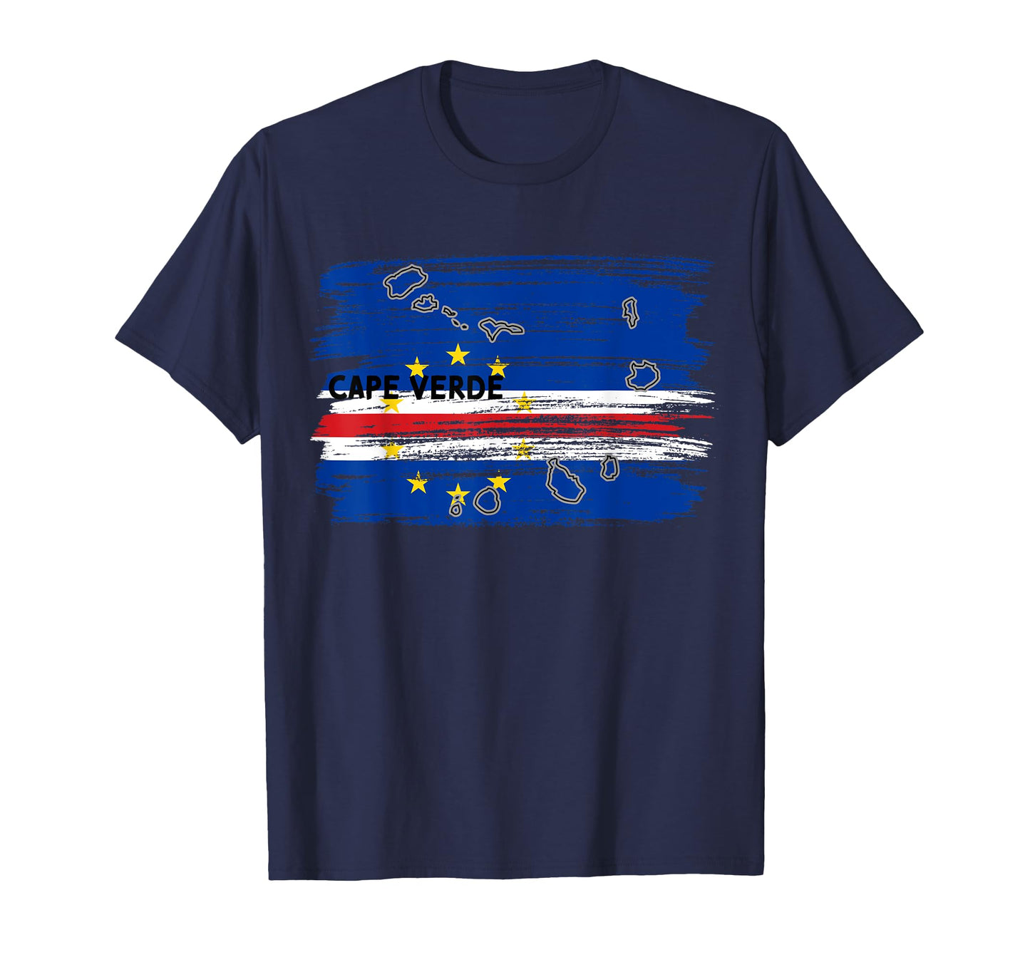 Cape Verdean flag drawing by brush, sketch of Cape Verde map T-Shirt