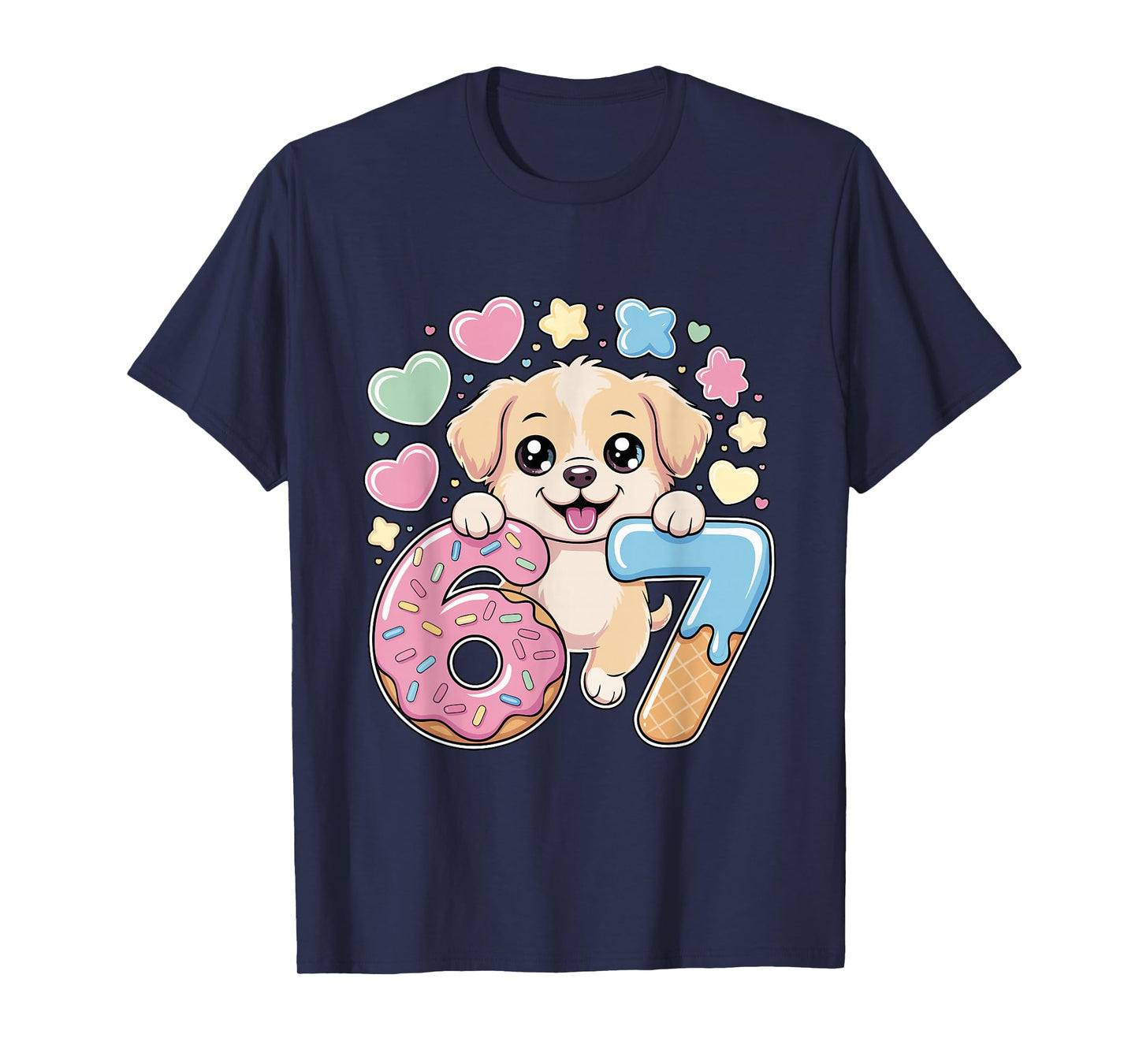67 Dog Ice Cream Drip Cool Meme 67 Funny Six Seven Humor T-Shirt