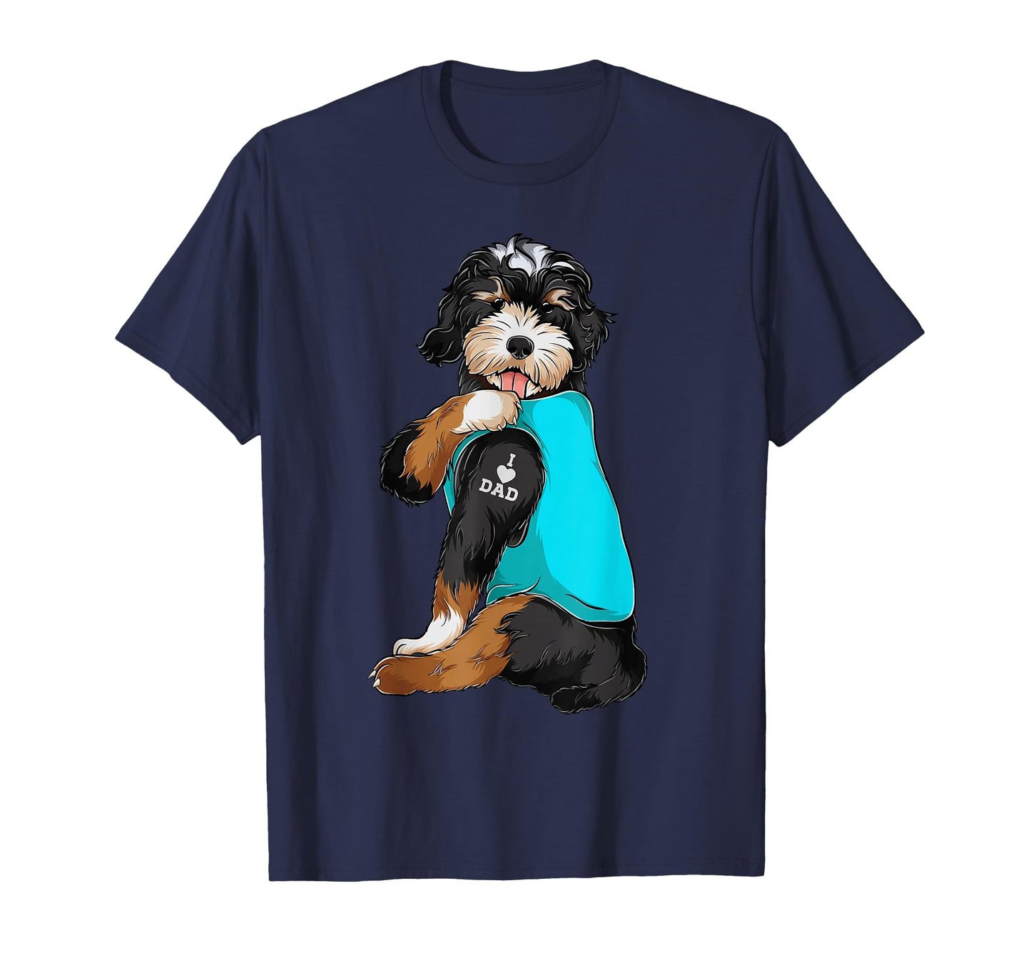 Bernedoodle I Love Dad Tattoo Apparel, Dog Dad Gifts Dads T-Shirt