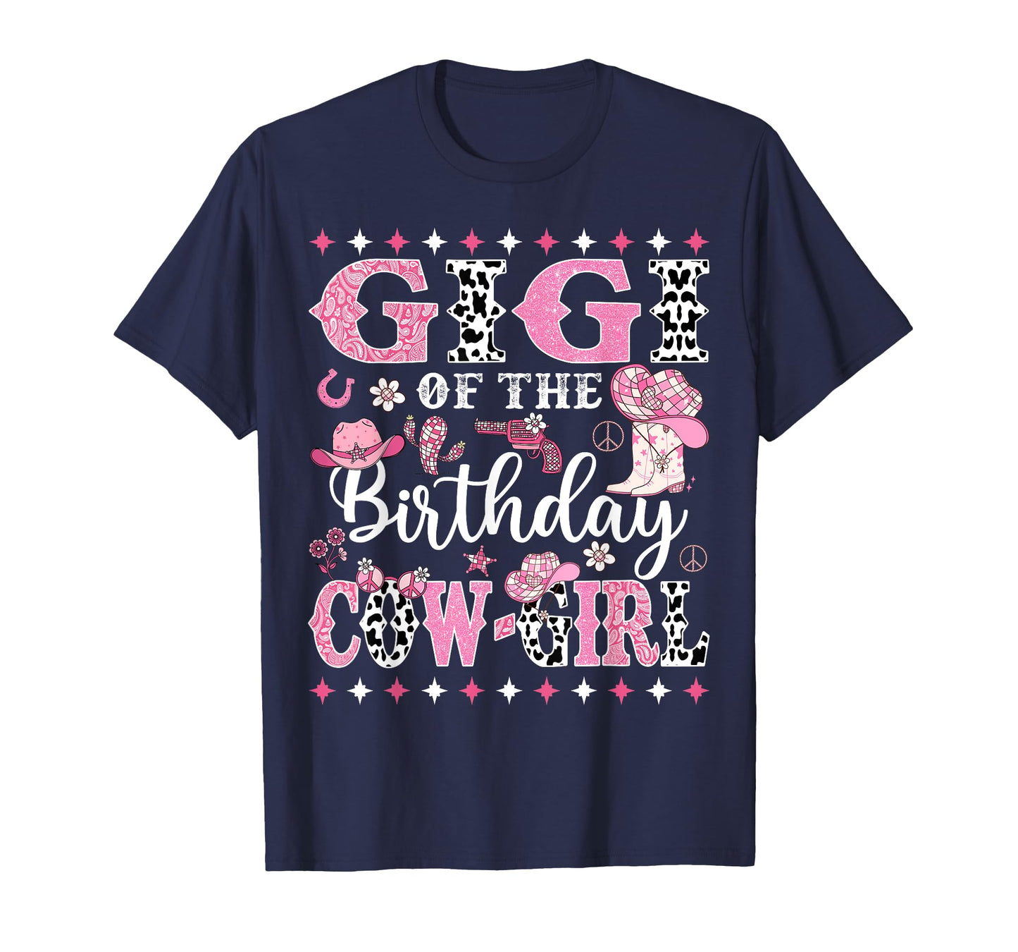 Cowgirl Birthday Matching Family Gigi Of The Birthday CowGirl Rodeo Unisex-Kids, Unisex-Adults Black Small Crew Neck Short Sleeve T-Shirt