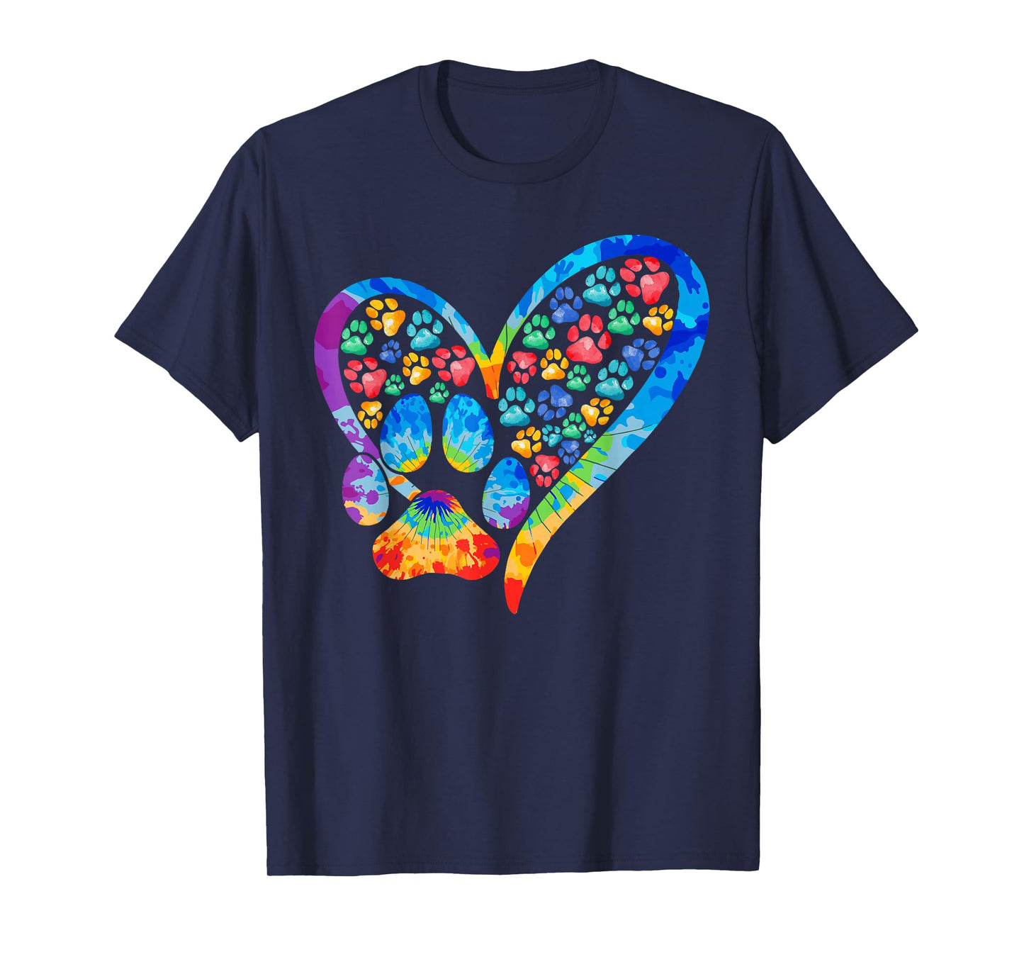 Tie Dye Love Dog Paw Print Heart Animal Lover T-Shirt
