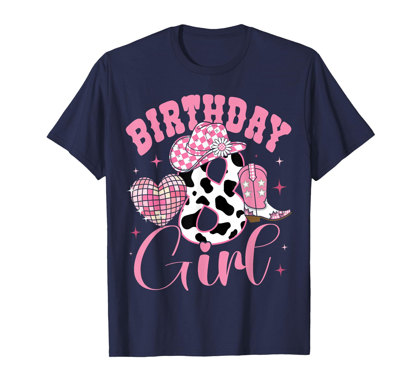 Happy 8th Birthday Girl Outfit Rodeo Western Cowgirl Cowboy T-Shirt