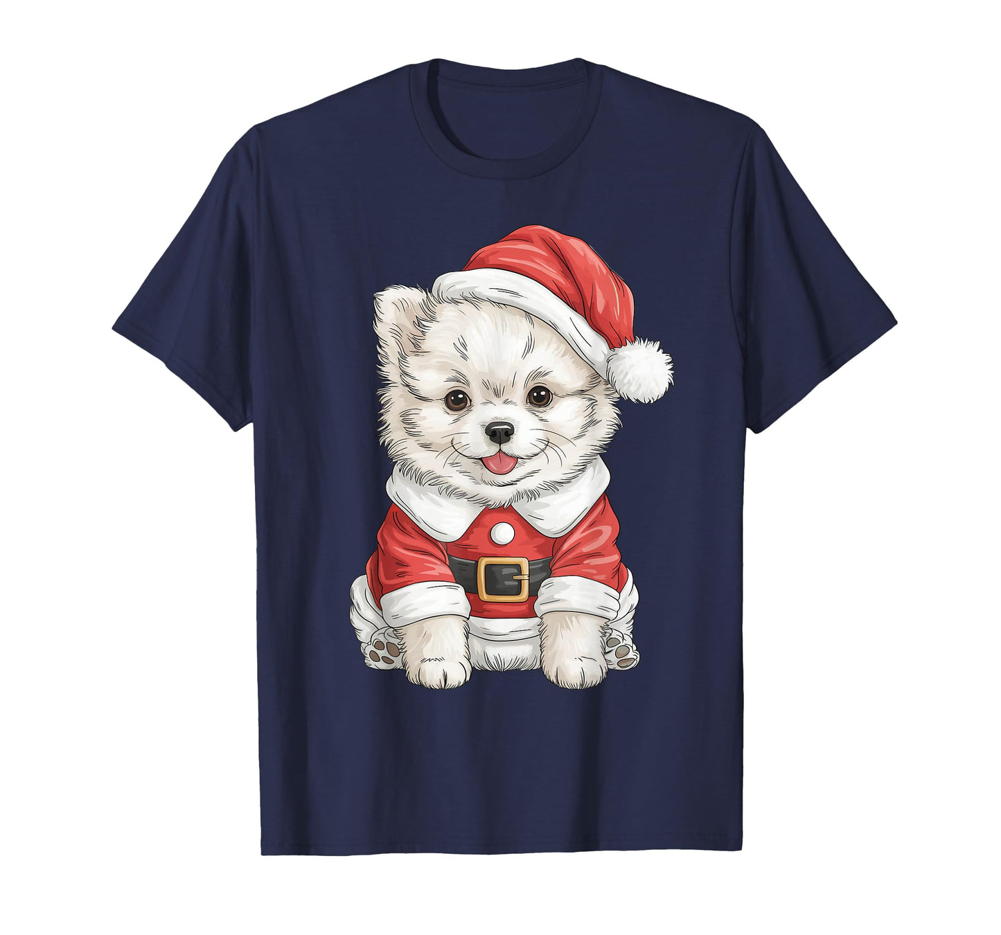 Cute Christmas Pomeranian Santa Pom Dog Lover T-Shirt