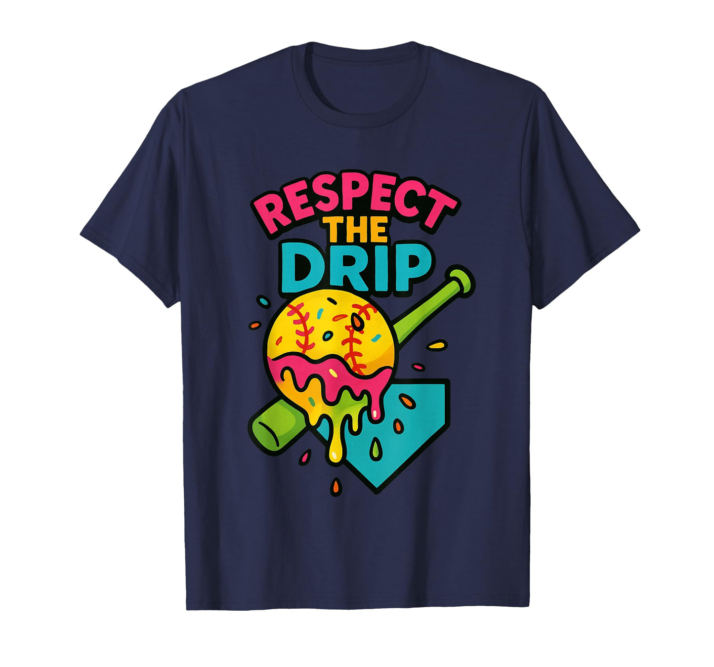 Softball Drip Ice Cream Sports Pitcher Homerun Strikeout T-Shirt