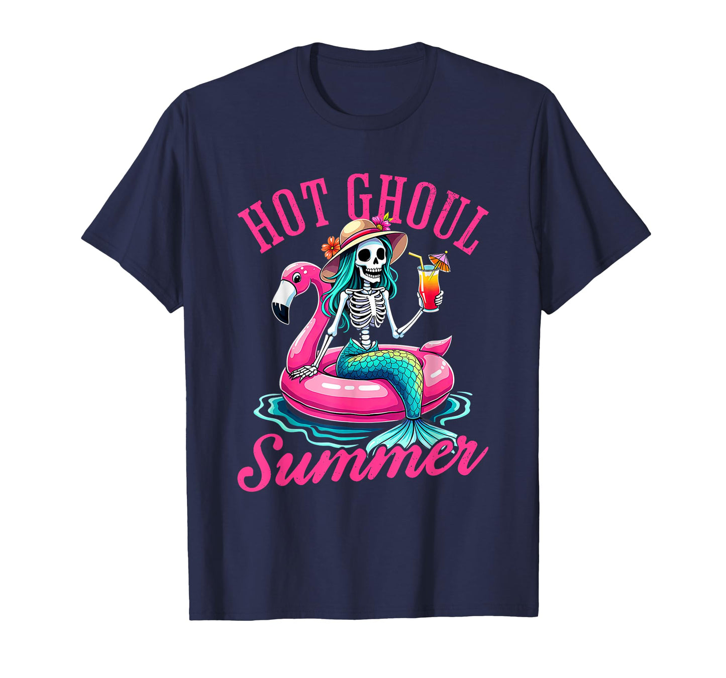 Hot Ghoul Summer Summerween Halloween Skeleton Mermaid T-Shirt