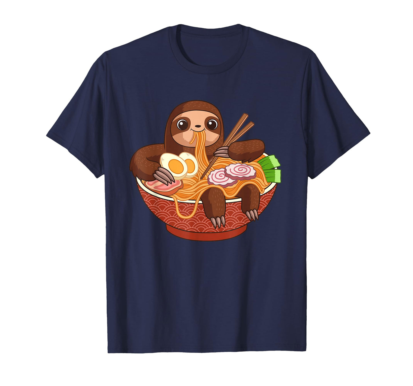 Kawaii Cute Anime Sloth Otaku Japanese Ramen Noodles T-Shirt