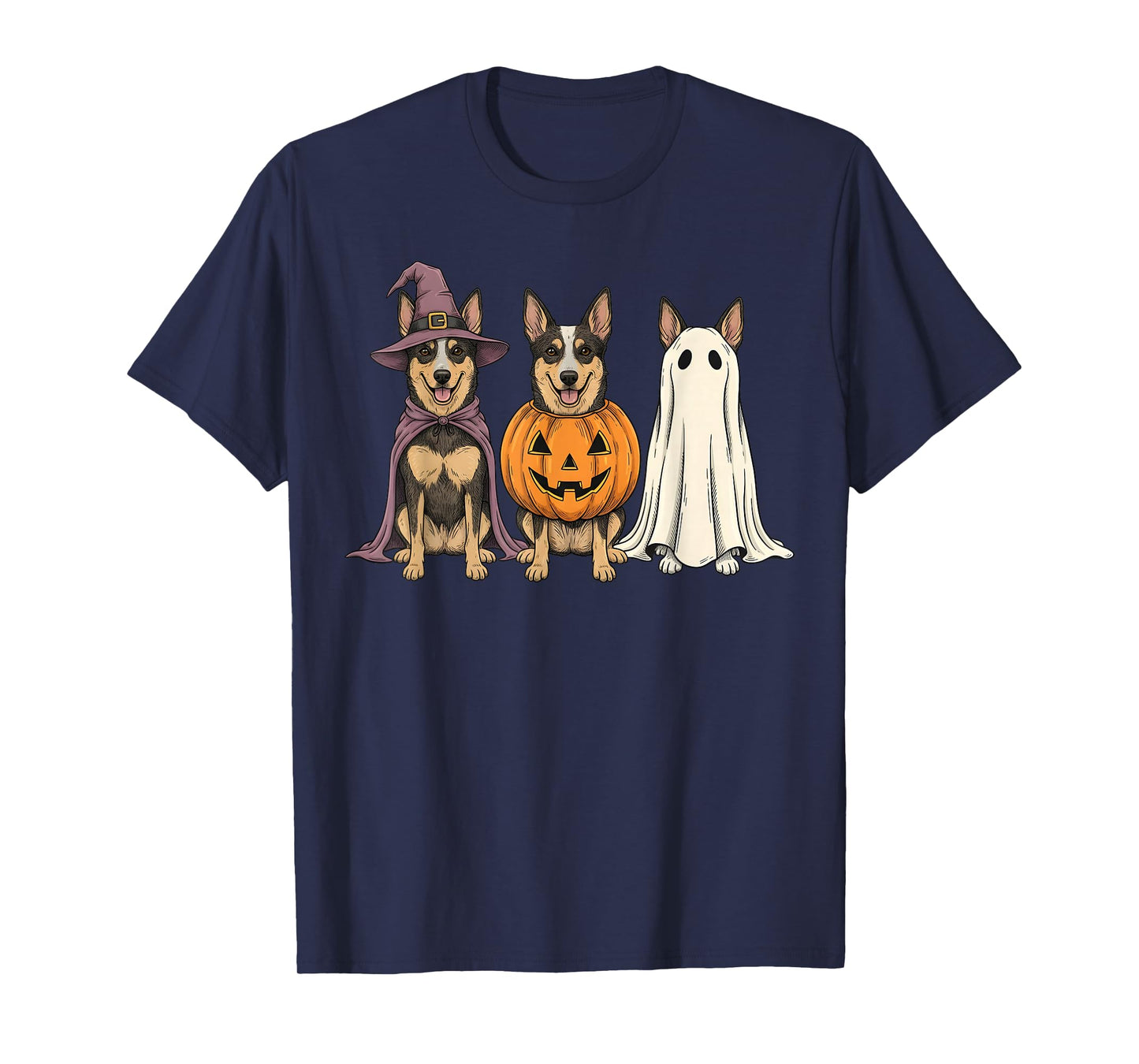 Spooky Ghost Australian Kelpie Pumpkin Halloween Dog Lover T-Shirt