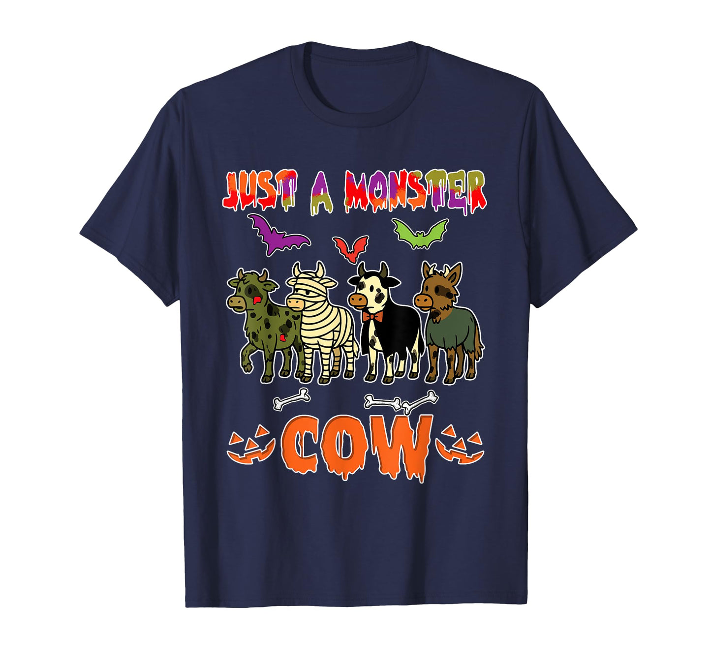 A Monster Halloween Group Cows Cosplay Zombies Mummies T-Shirt