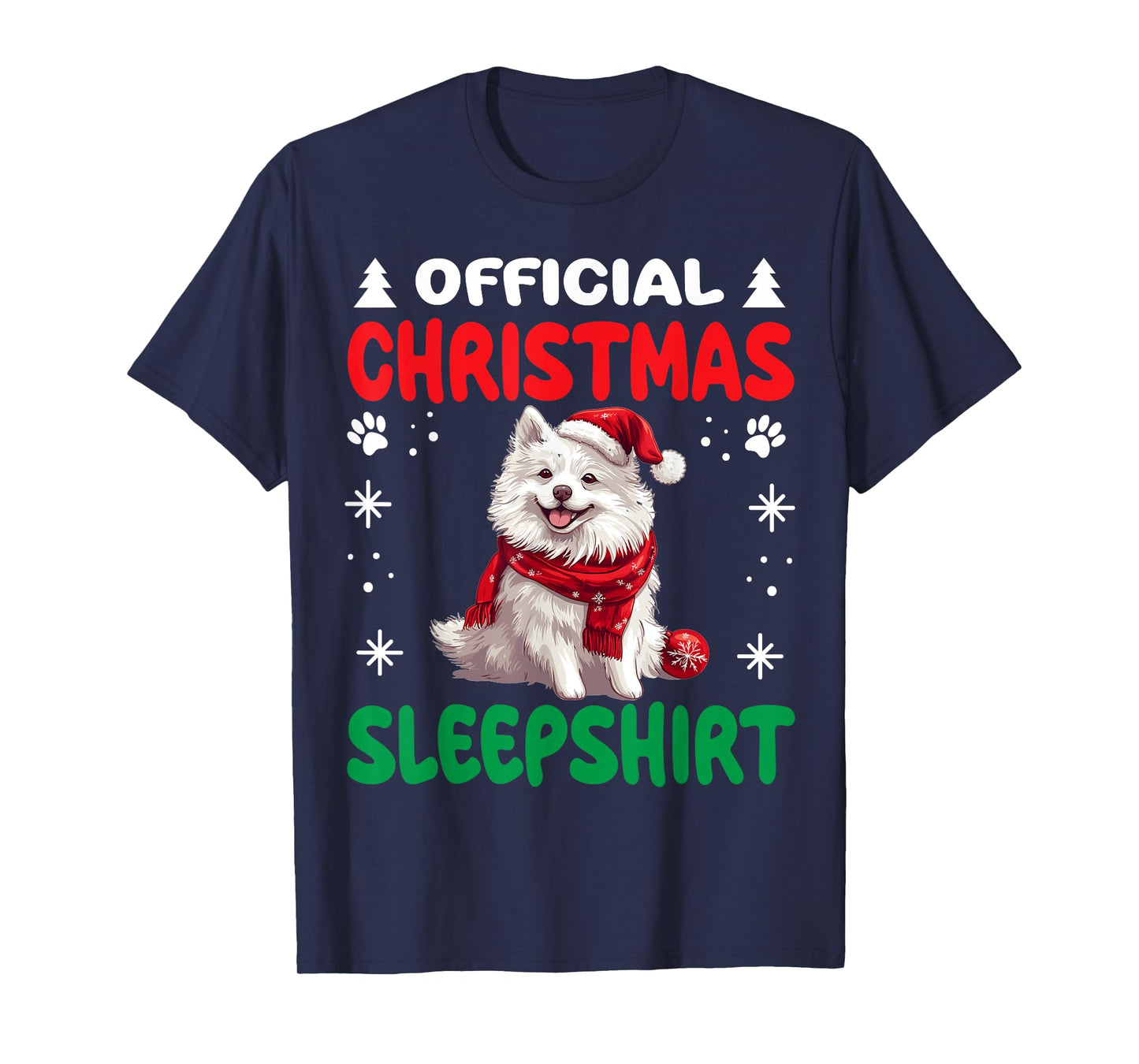 American Eskimo Dog Christmas Pajama Official Christmas T-Shirt