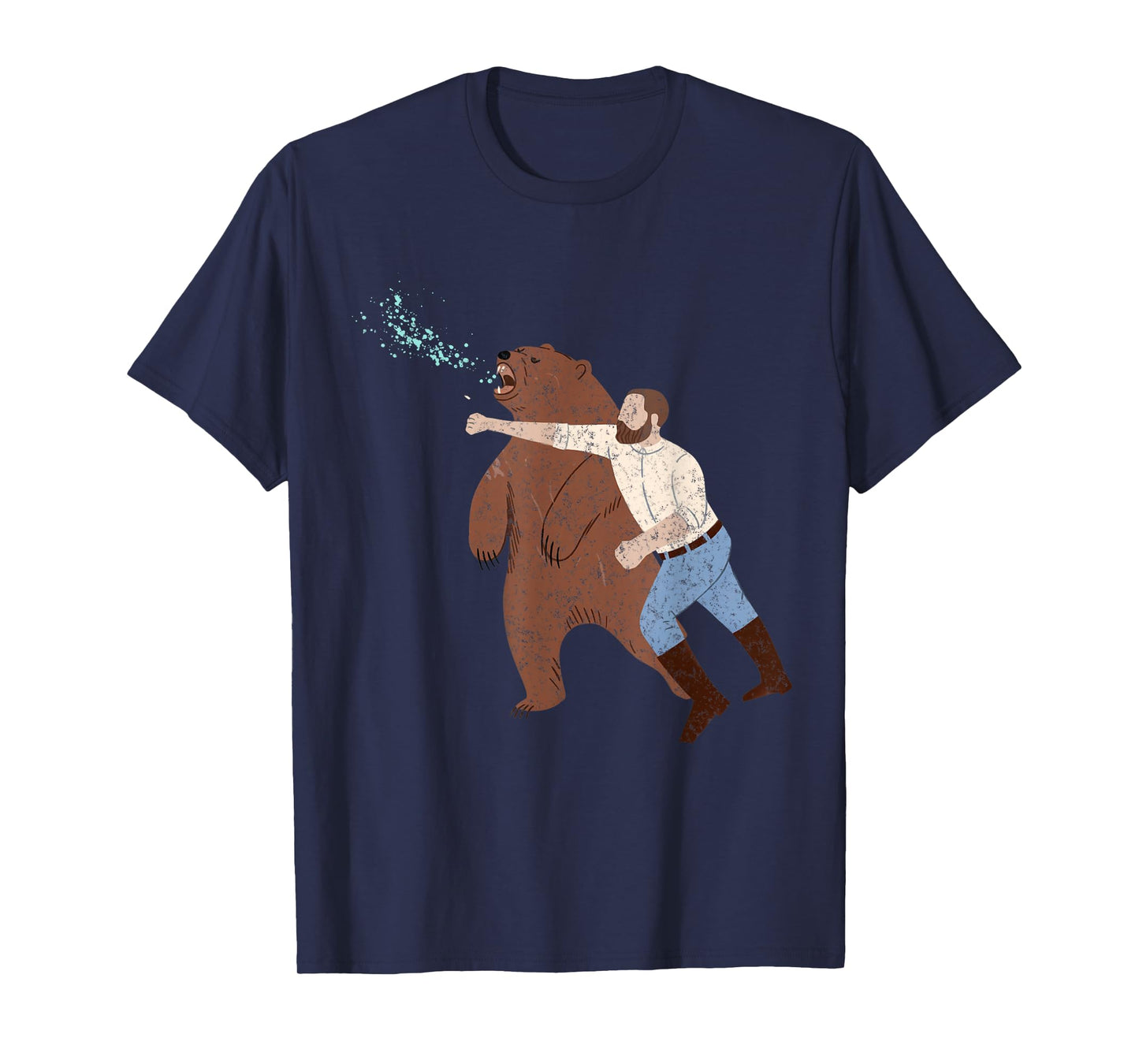 Funny Man Punching Bear Vintage T-Shirt