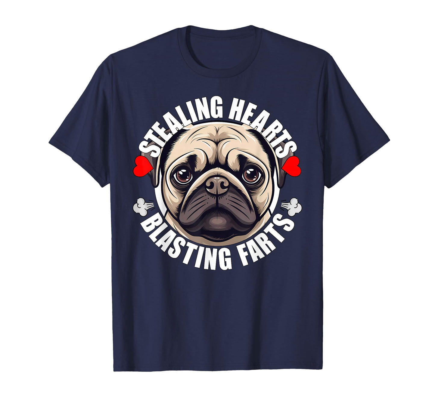 Funny Pug Stealing Hearts Blasting Farts Puppy Dog Lover T-Shirt