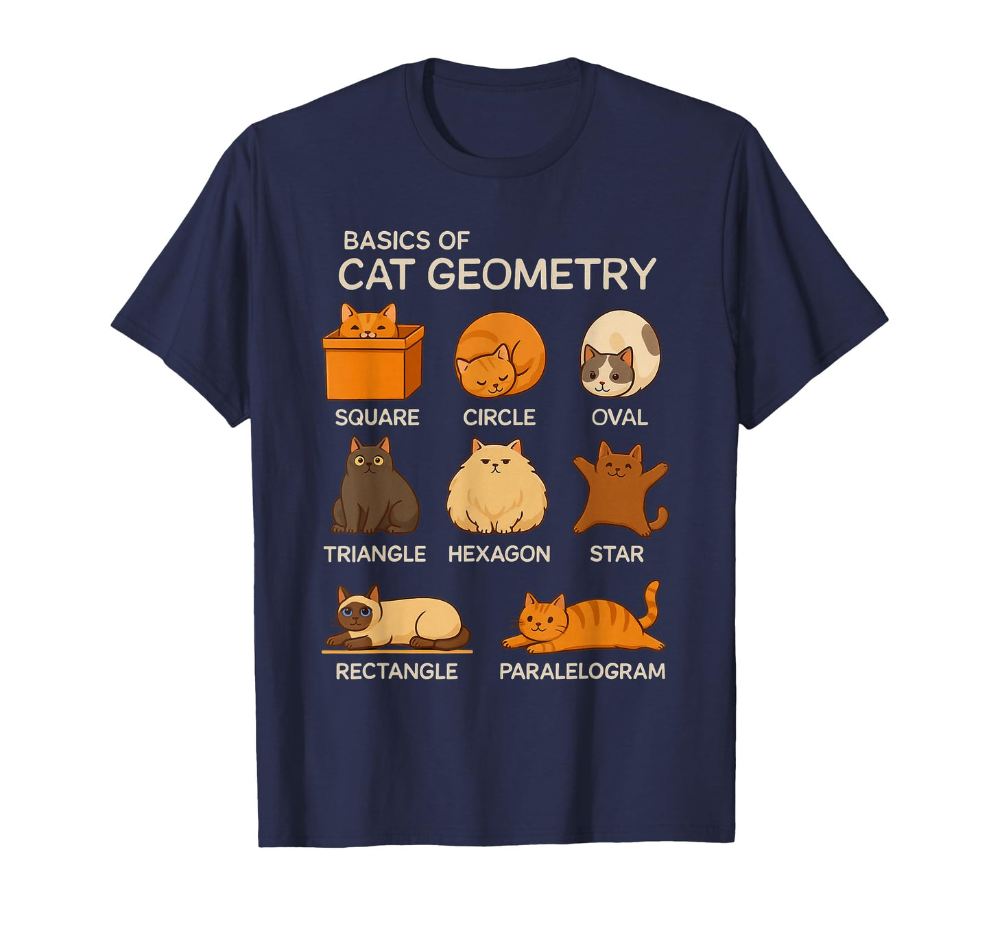 Basic Cat Geometry Cute Cat Cat Lover Cat Owner Math School T-Shirt
