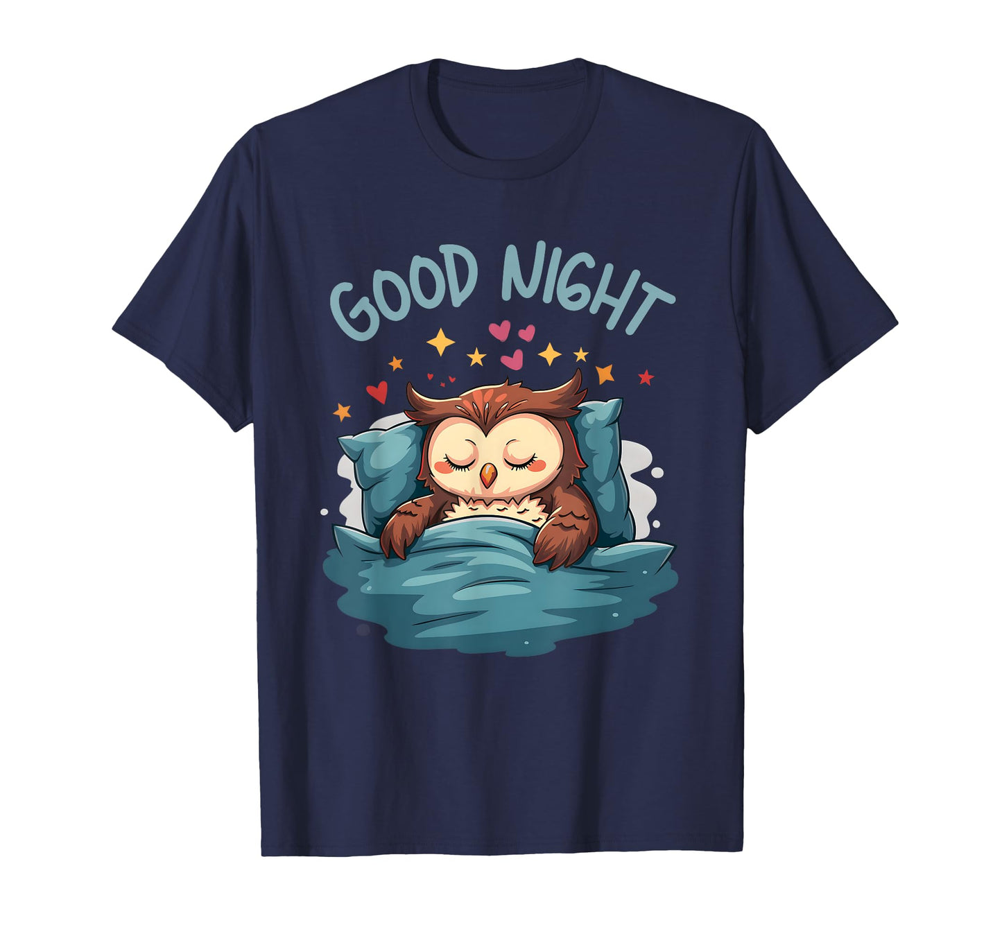 Cute Sleepy Owl Good Night Bedtime Illustration T-Shirt