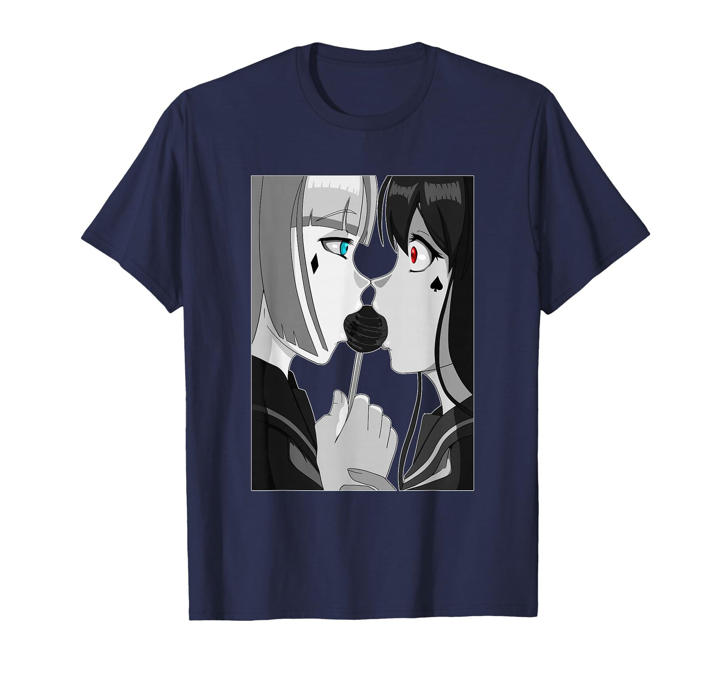 Sweet Lollipop Kiss Anime & Manga Emo Girls Yuri Couple T-Shirt