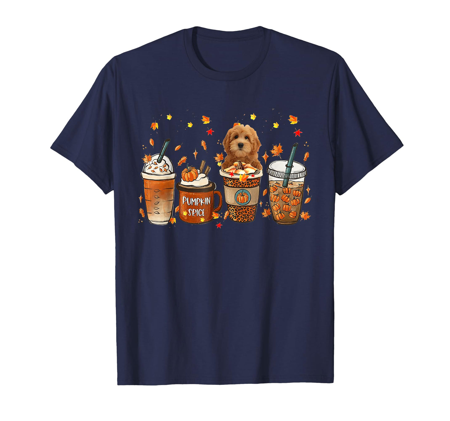 Goldendoodle Fall Coffee Pumpkin Spice Latte Iced Autumn T-Shirt