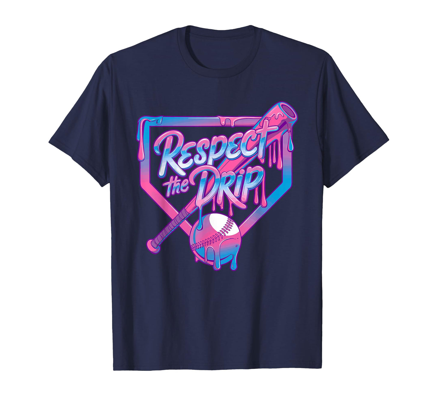 Respect The Drip Baseball Dripping Bat Home Plate Sports T-Shirt
