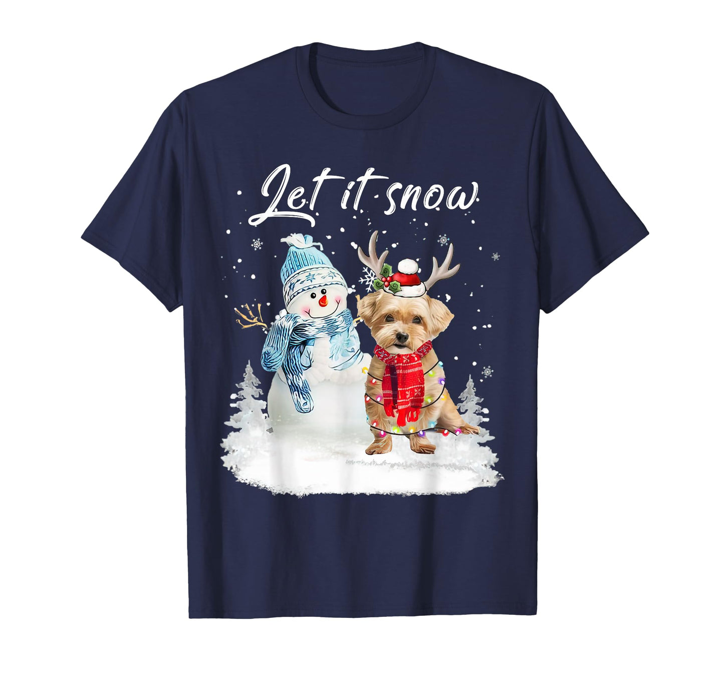 Shorkie Santa Dog Christmas Snowman Xmas Pajama T-Shirt