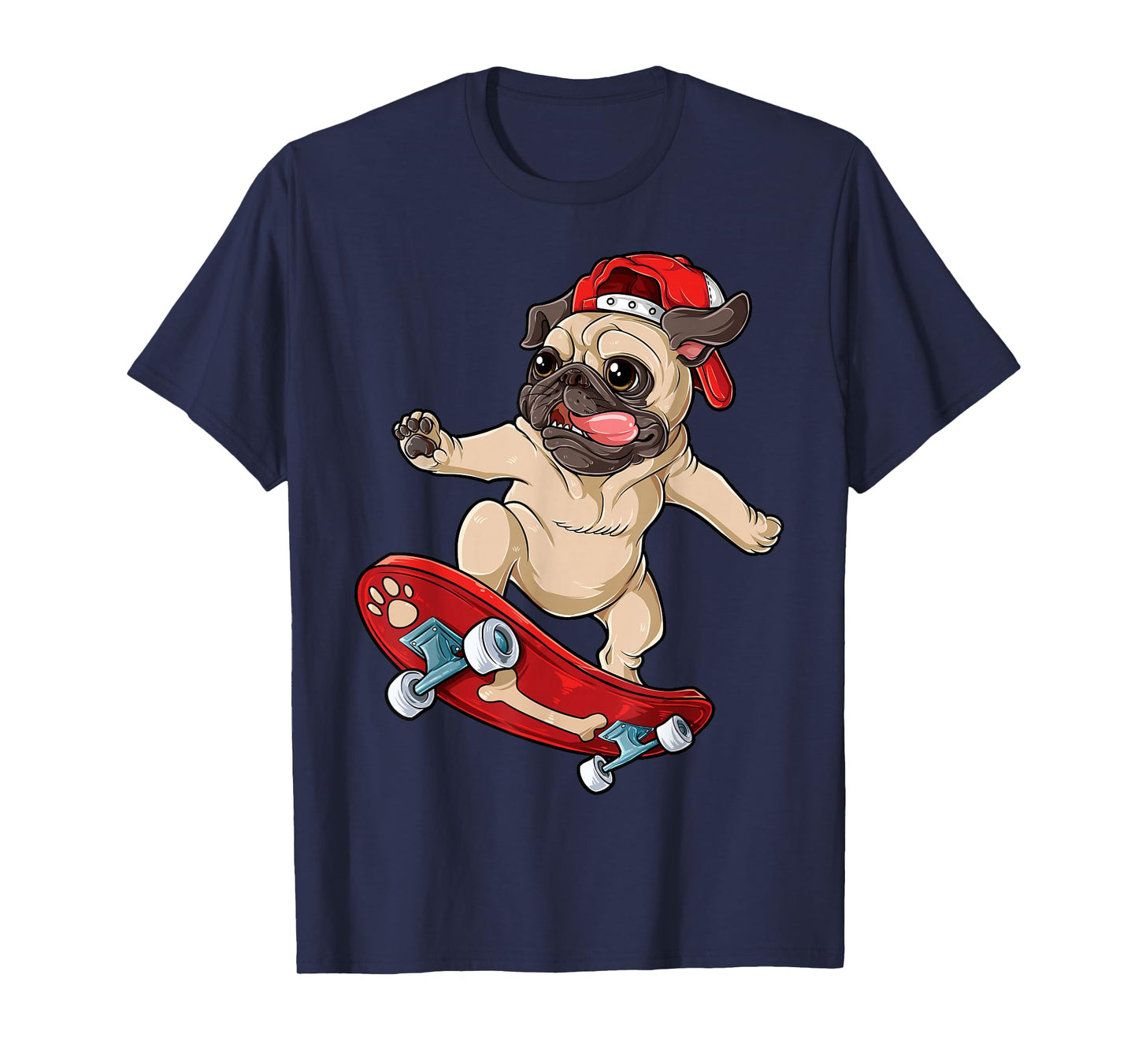 Pug Skateboard T shirt Dog Puppy Funny Skater Skateboarding T-Shirt for Men Women Girls Kids