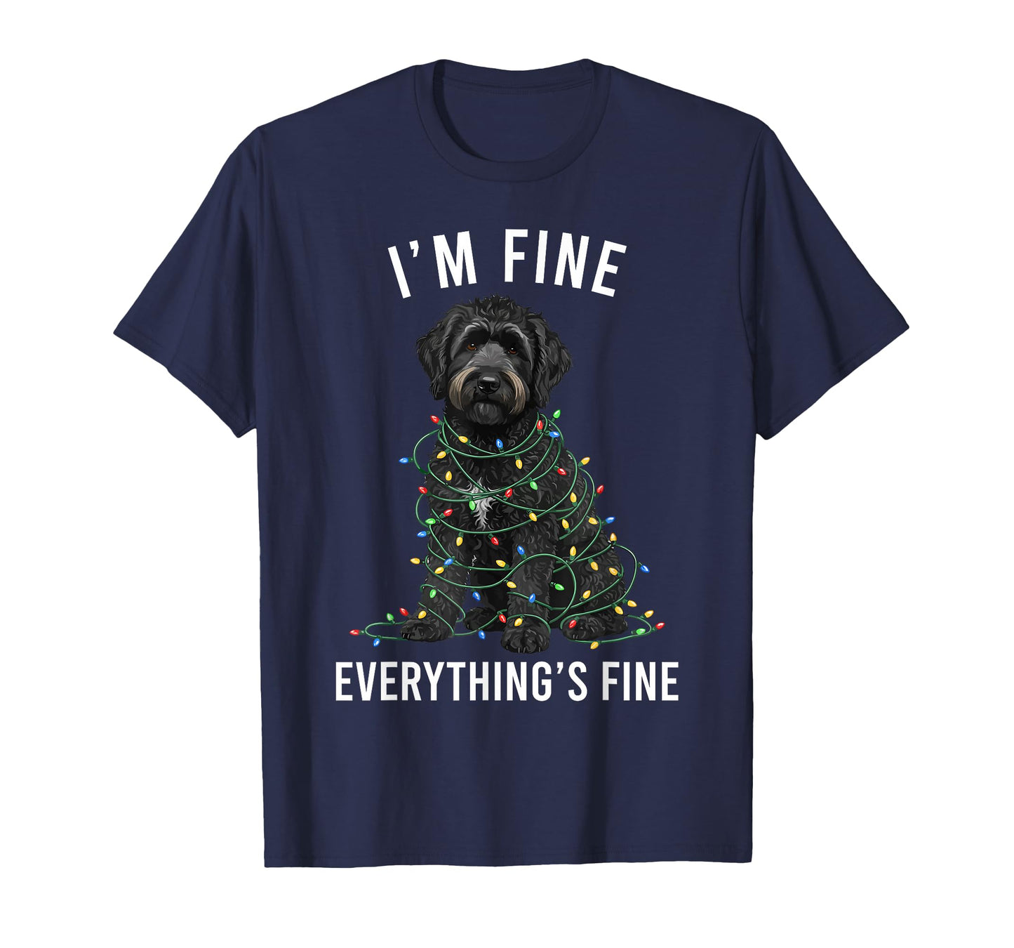 Black Labradoodle Christmas I'm Fine Everything is Fine T-Shirt