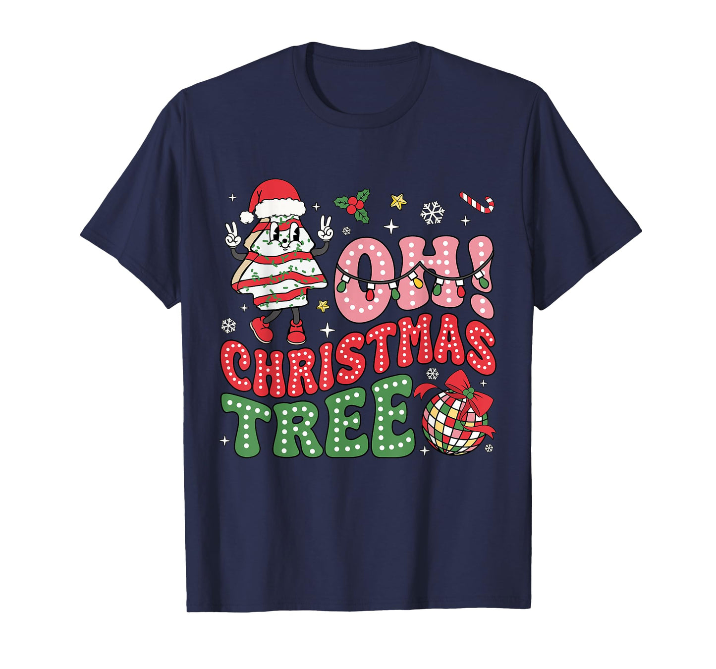 Groovy Oh Christmas Tree Cakes Funny Xmas Cake Lovers Women T-Shirt