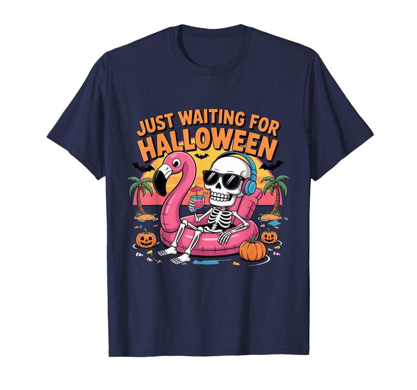 Spooky Summer Skeleton Just Waiting for Halloween T-Shirt