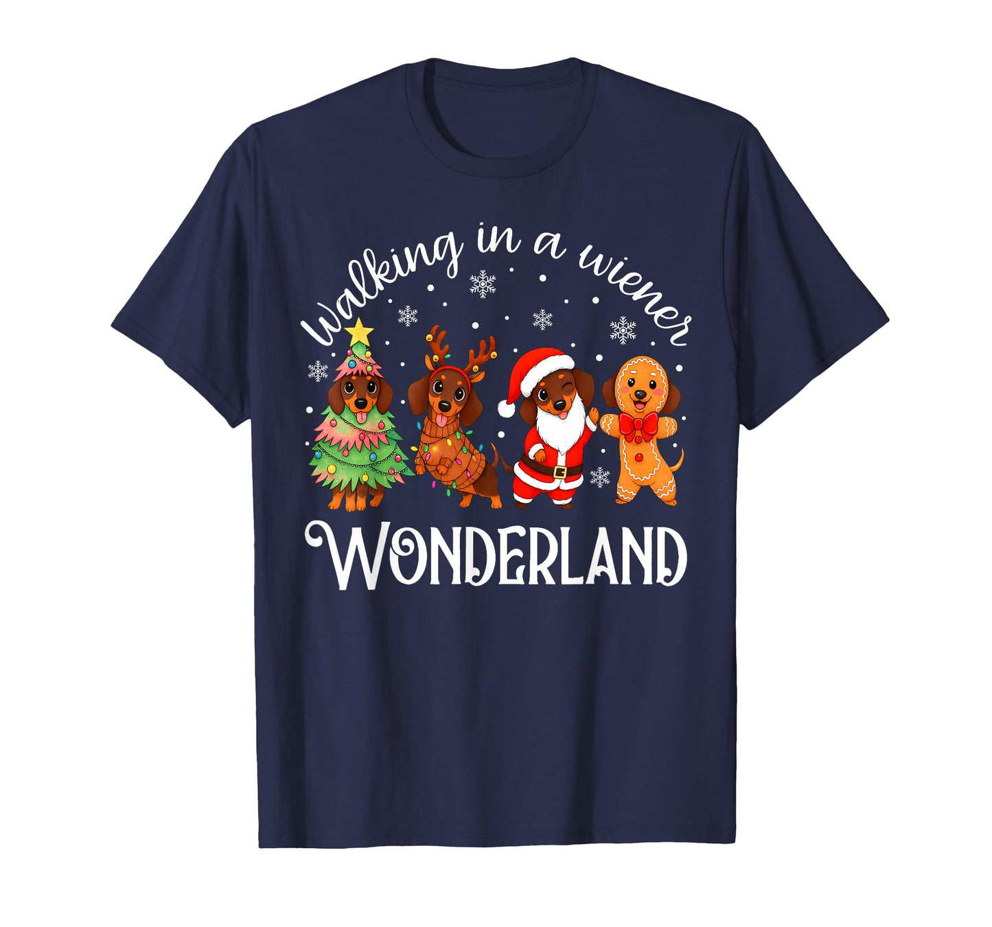 Walking in A Weiner Wonderland Funny Dachshund Christmas T-Shirt