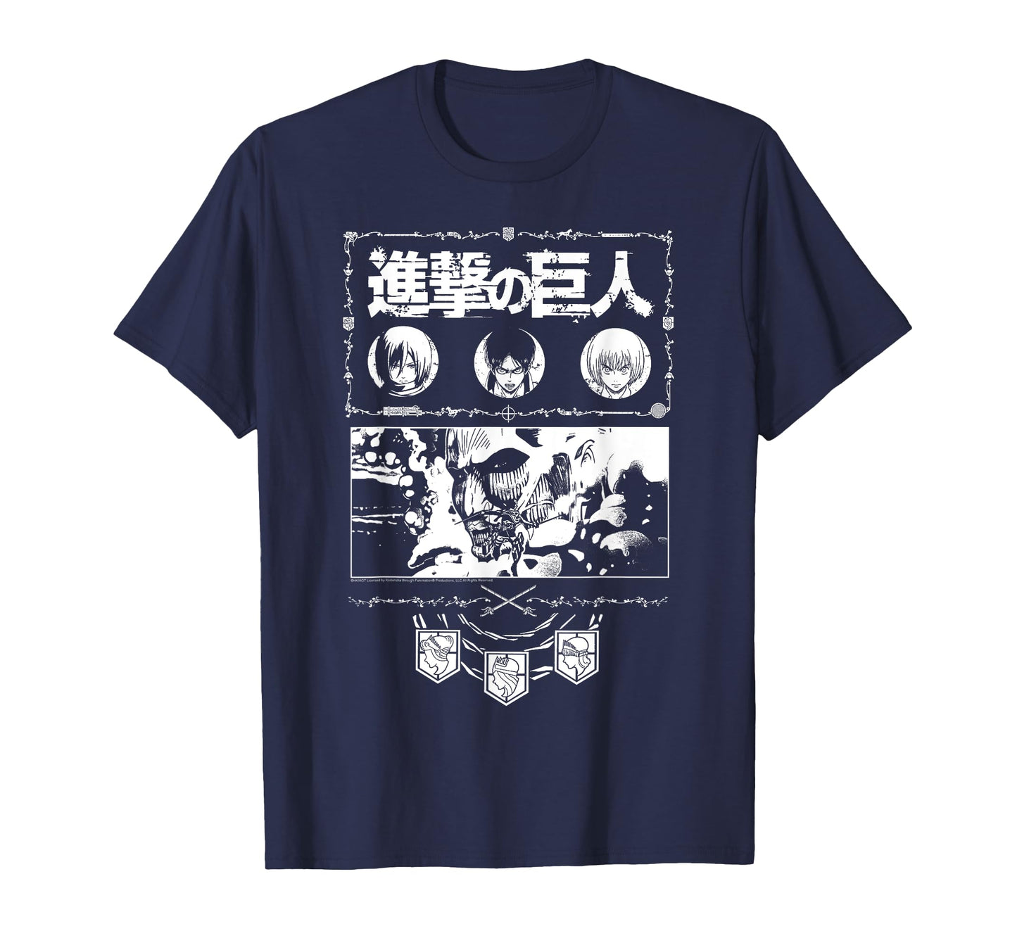 Attack on Titan Ornate Collage White Print AOT Anime T-Shirt