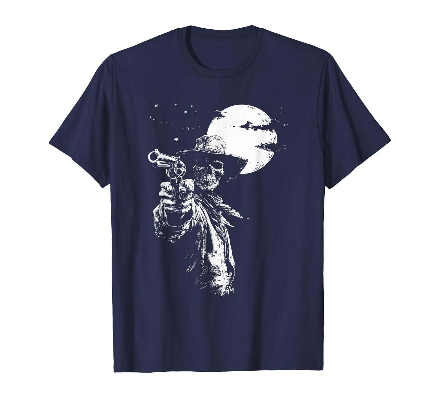 Skeleton Cowboy Gunslinger Moon Goth Outlaw Western Gothic T-Shirt