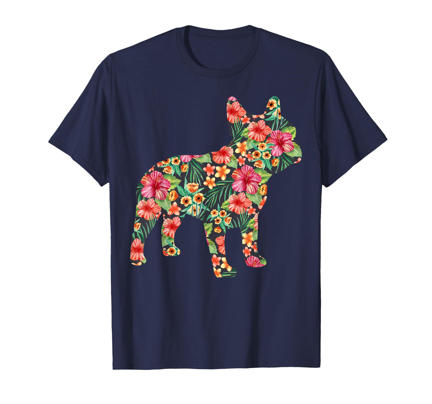 French Bulldog Flower Floral Frenchie Dog Silhouette Dog Pet T-Shirt