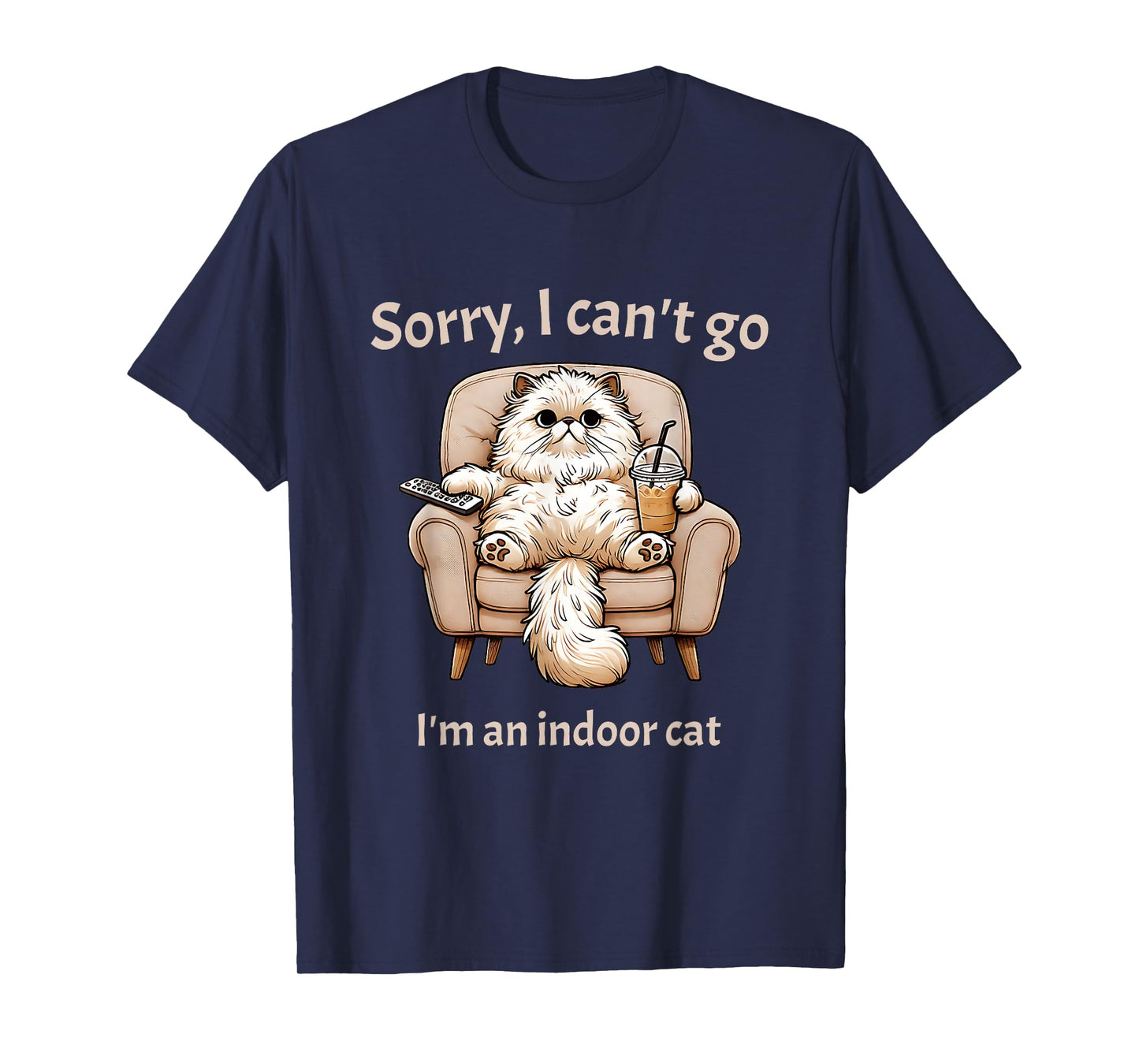 Indoor Cat Sorry I Can't Go Introvert Humor T-Shirt