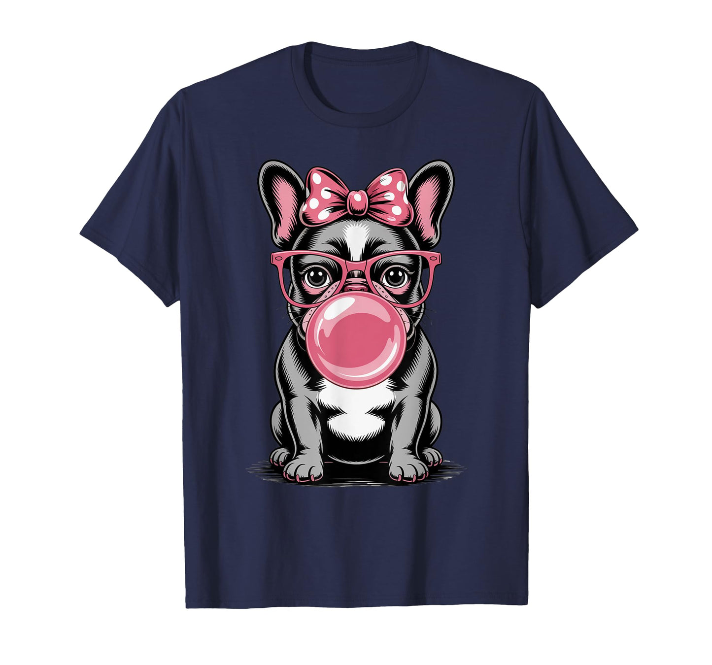 Cute French Bulldog Bubble Gum For Women Vintage Frenchie T-Shirt