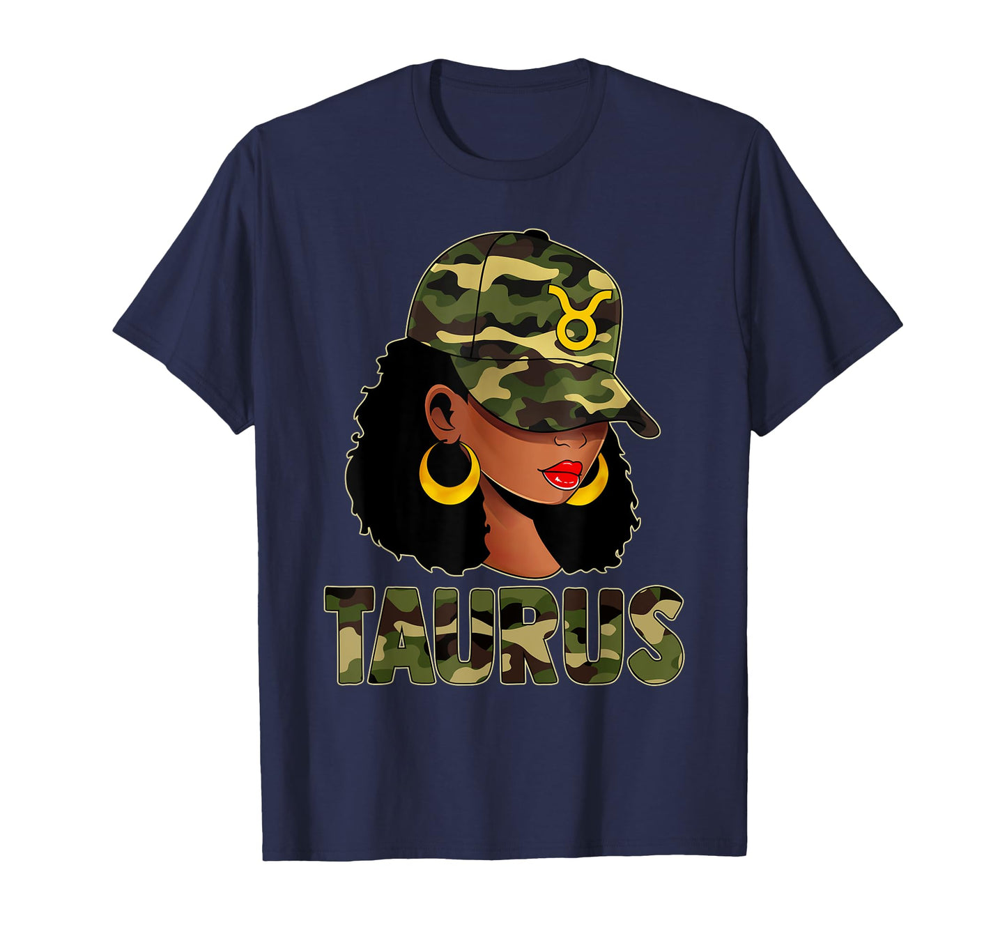 Taurus Queen Camouflage Black Woman Cap Zodiac Sign T-Shirt