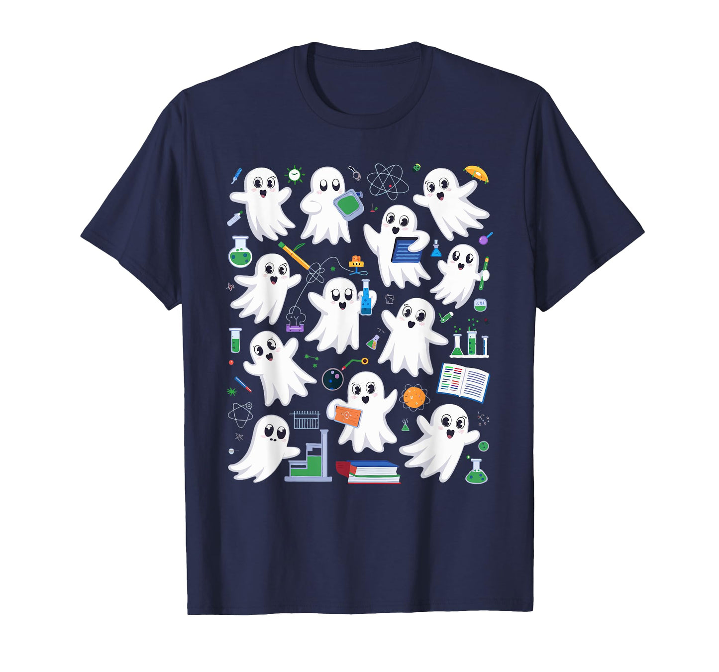 Spooky Ghost Science Teacher Halloween Laboratory Teacher T-Shirt