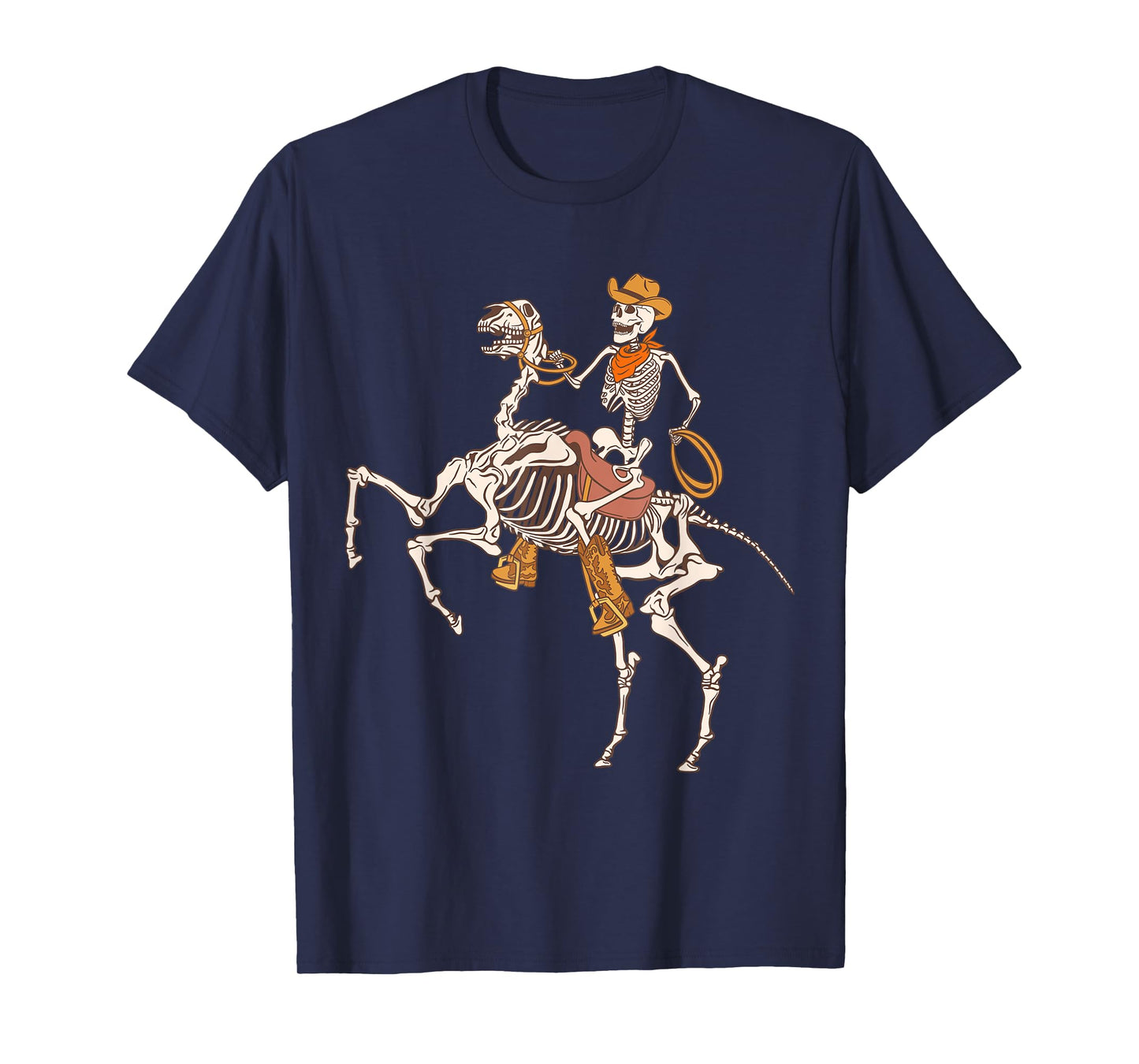 Cowboy Skeleton Riding Horse Funny Halloween Cowgirl Cowboy T-Shirt