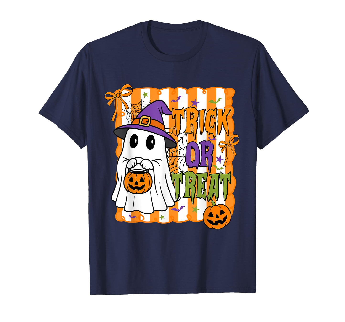 Trick Or Treat Happy Halloween Pumpkin Ghost Boy Girl Kids T-Shirt