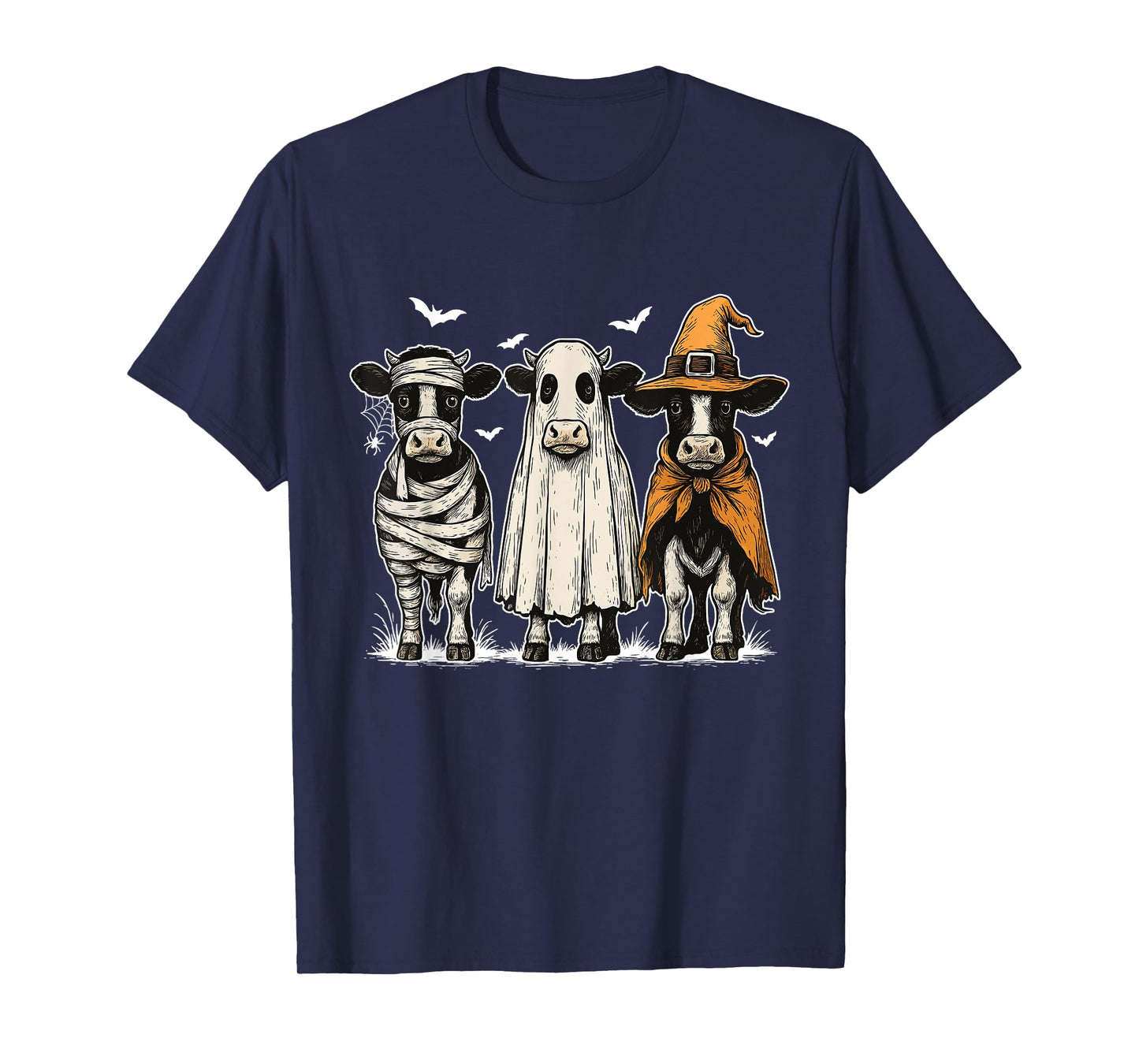 Funny Ghost Cow Halloween Cow Lover Cow Witch Spooky Season T-Shirt