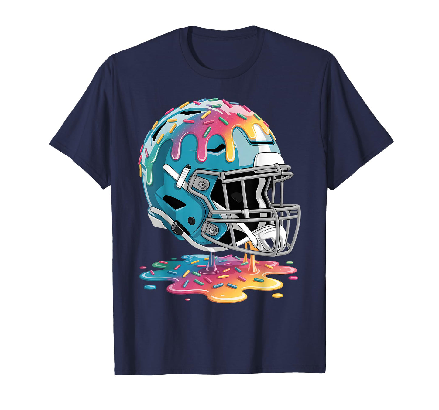 Football Helmet Ice Cream Dripping Football Player Boys Men T-Shirt