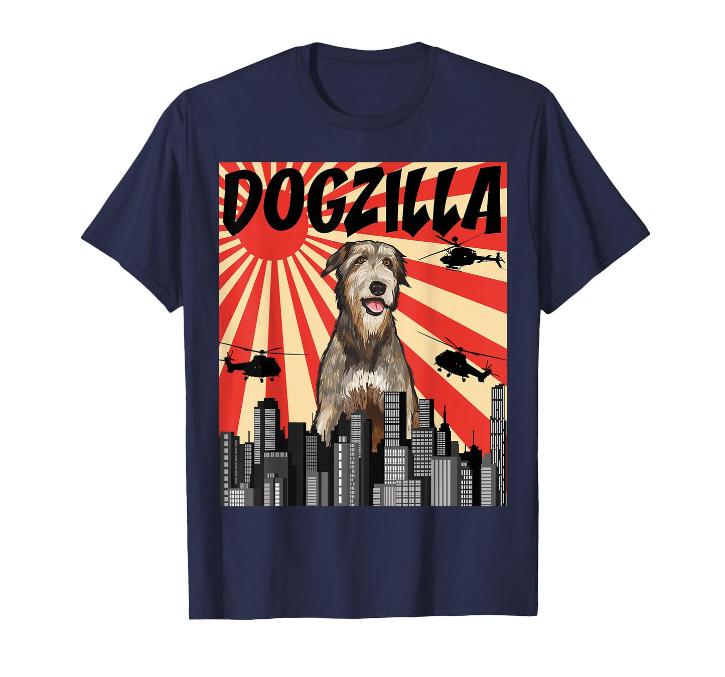 Funny Retro Japanese Dogzilla Irish Wolfhound T-Shirt