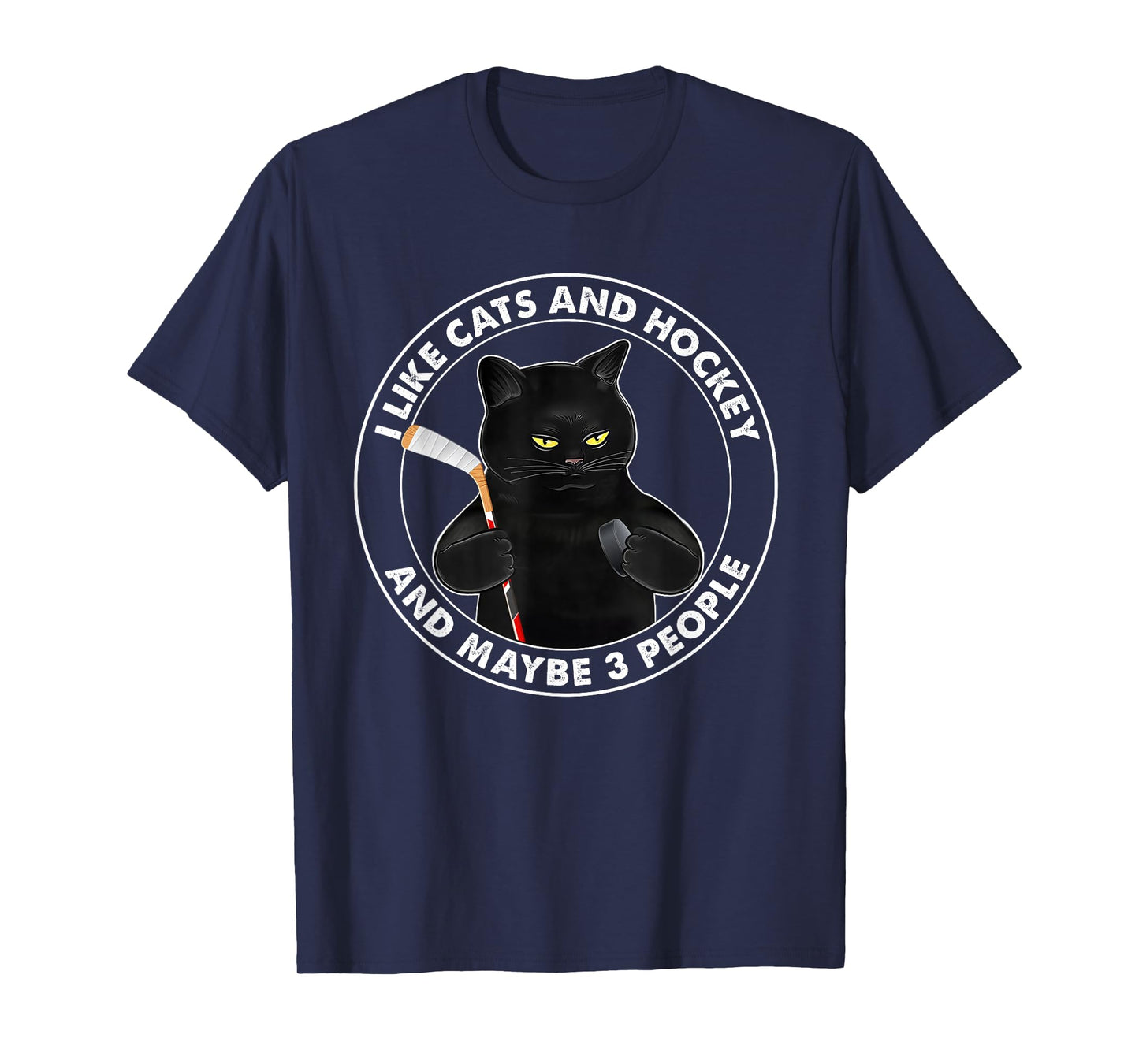 I Like Cats and Hockey and Maybe 3 People Funny Black Cats T-Shirt