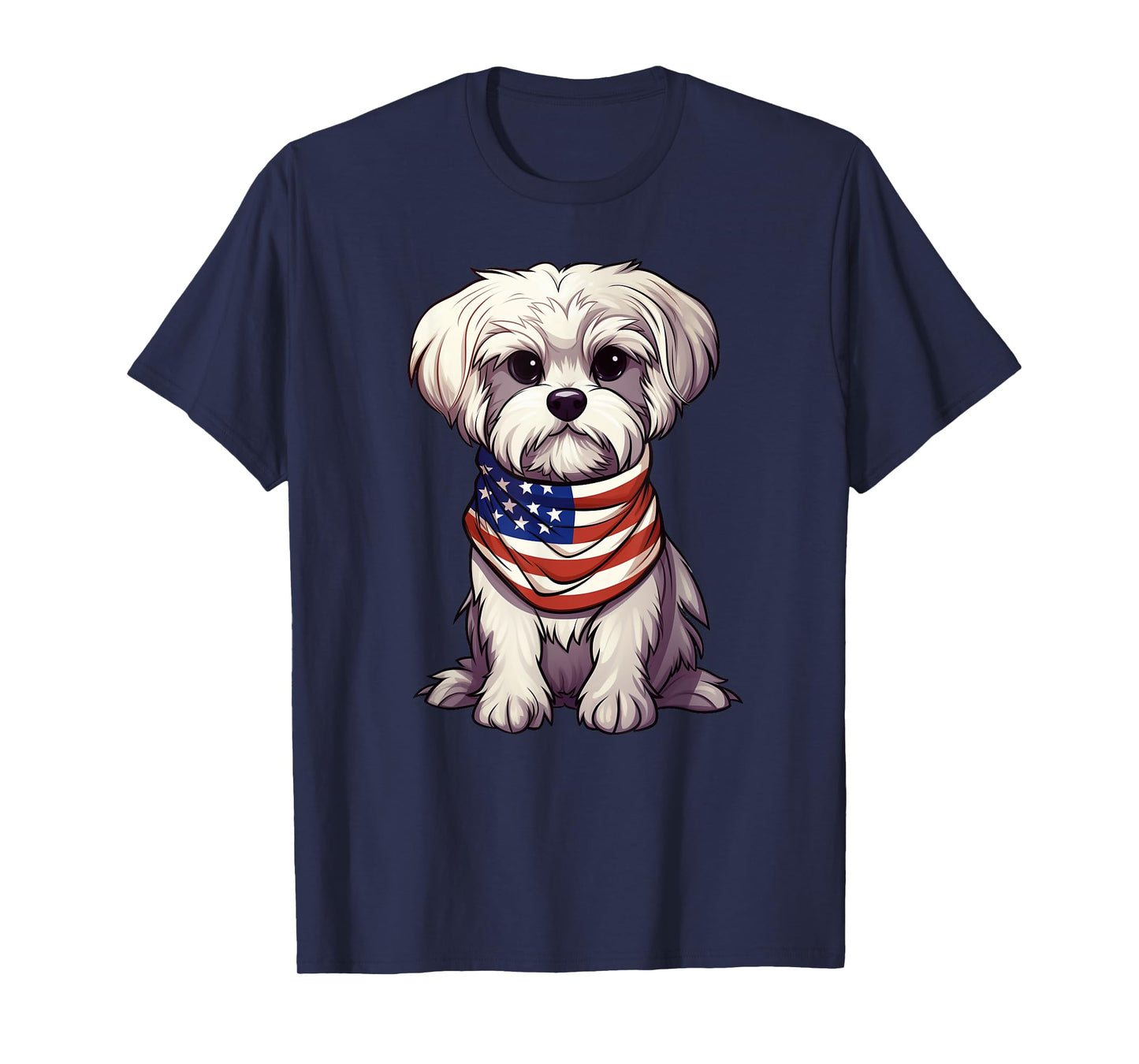 Maltese American Flag Maltese Dog Owner Mom Dad Men Women T-Shirt