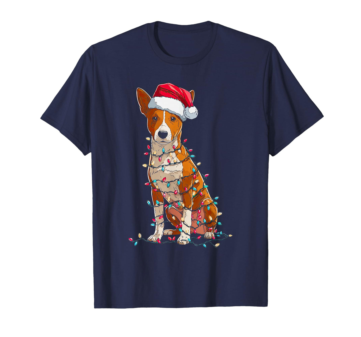 Funny Basenji Christmas Graphics Dog Lights Lover T-Shirt