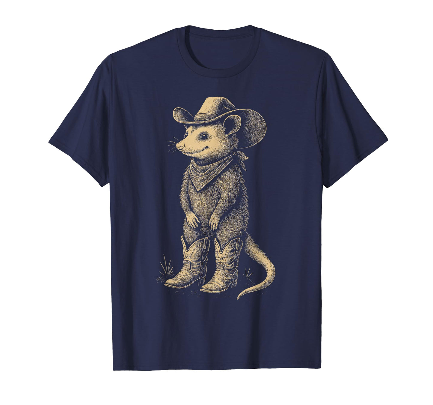 Opossum Wearing Cowboy Hat Funny Gifts Western Opossum Lover T-Shirt