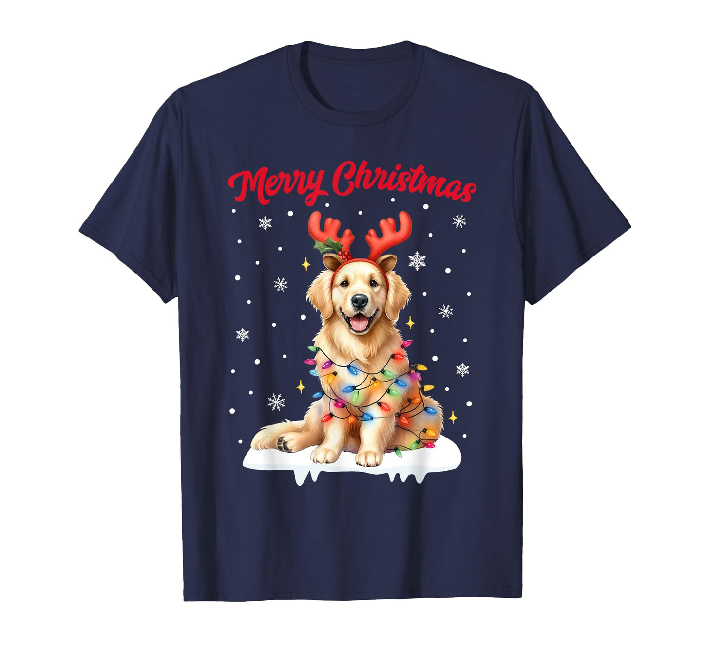Christmas Pajamas Men Women Kids Golden Retriever Dog T-Shirt