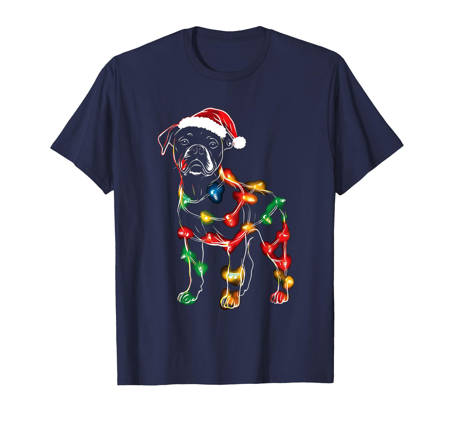 Funny Santa Boxer Retriever Christmas Lights Dog Lover T-Shirt for Men Women Kids