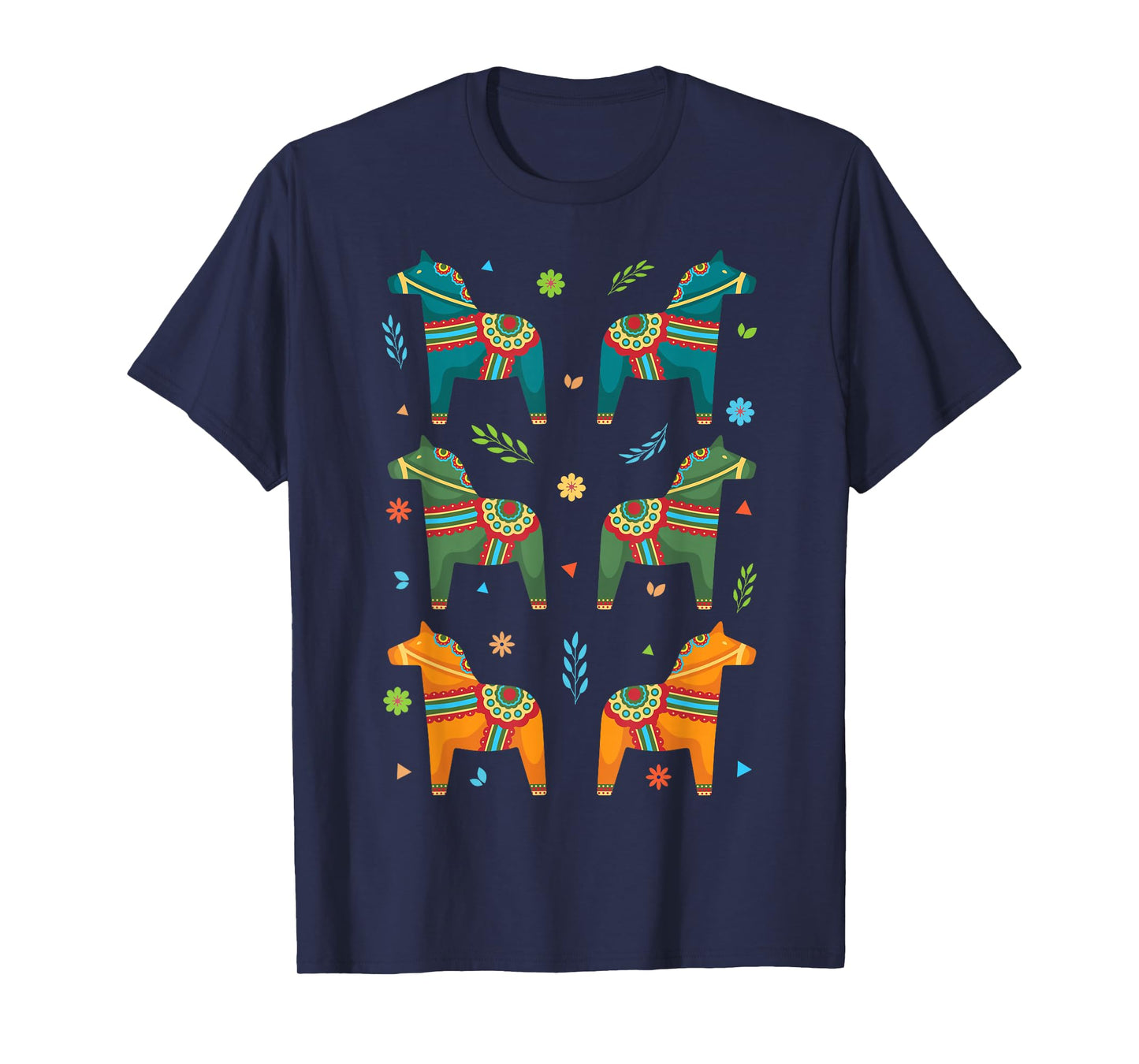 Dala Horse Sweden Swedish Dalecarlian Horses Scandinavian T-Shirt