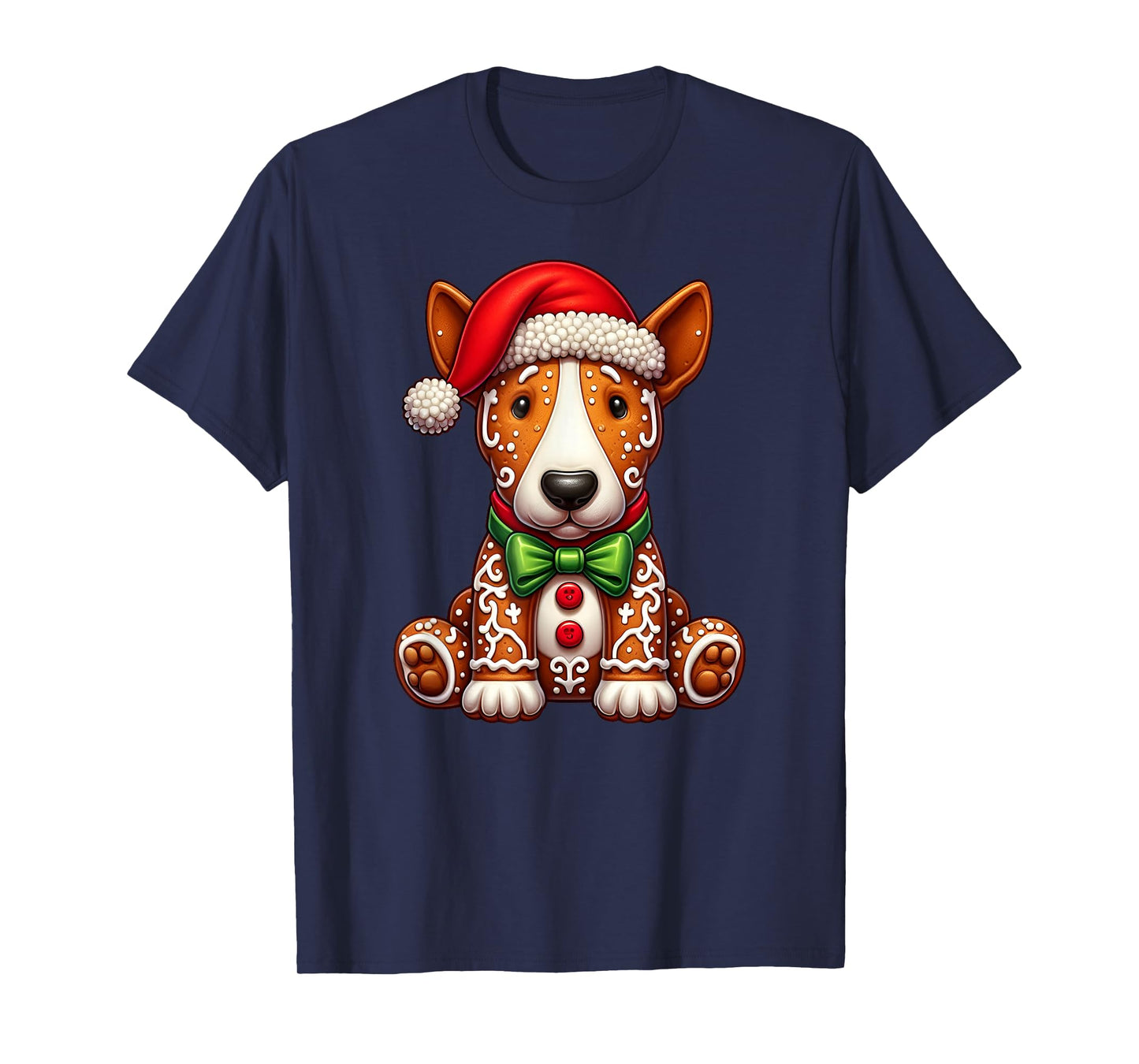 Gingerbread Man Bull Terrier Dog Christmas Womens Mens Kids T-Shirt