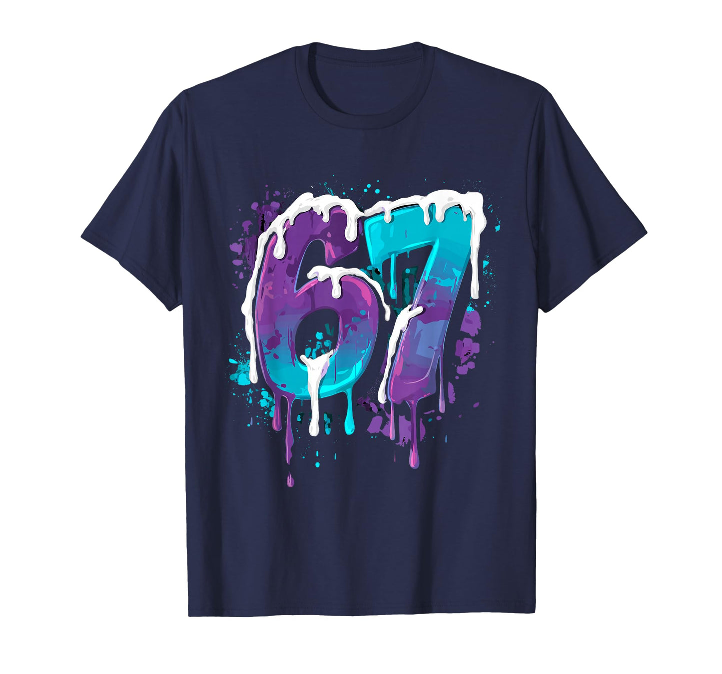 67 Ice Cream Drip Meme Funny Six Seven Gen Alpha Slang T-Shirt